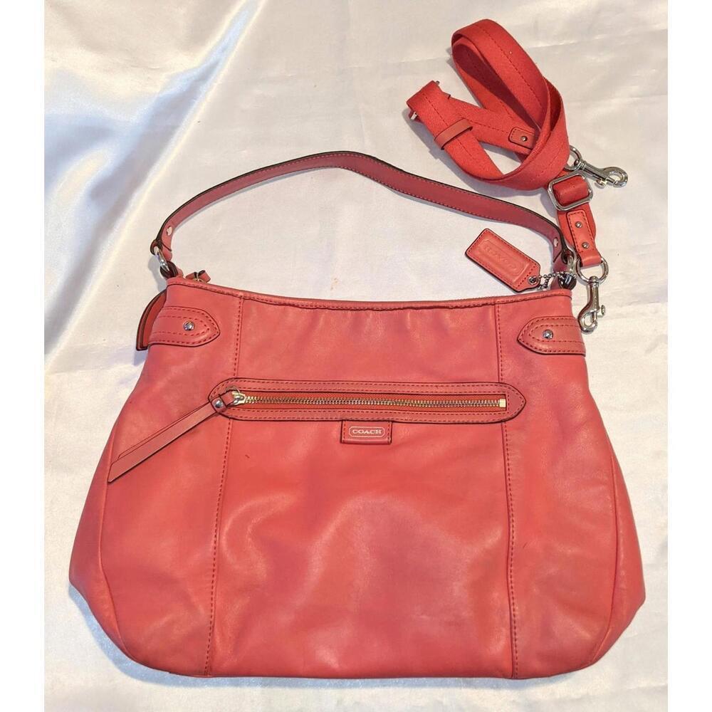 Coach Daisy Coral Pink Leather Convertible Hobo Shoulder Bag F23937